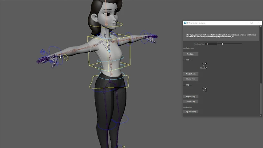 Screenshot of a 3D Animation rig.