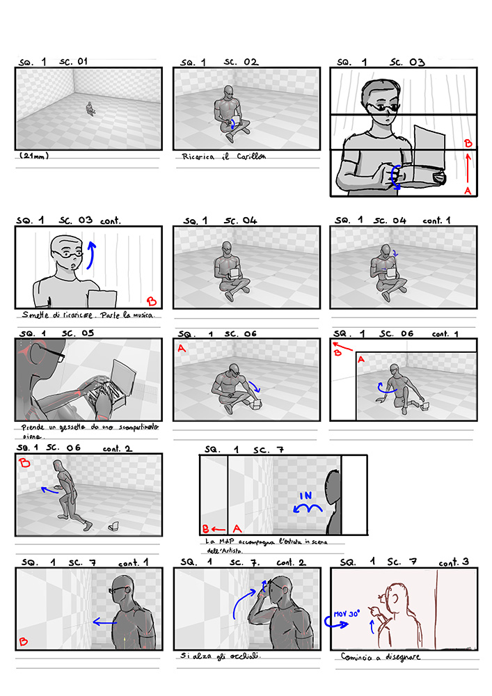 First page of the original storyboard for Artifex