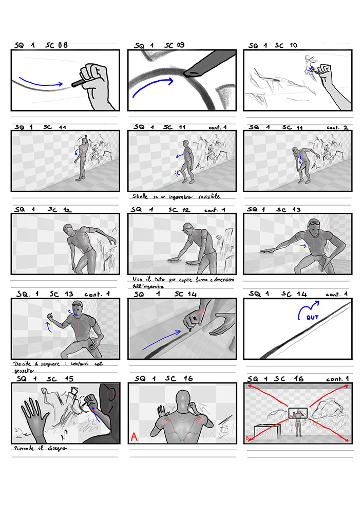 Second page of the original storyboard for Artifex