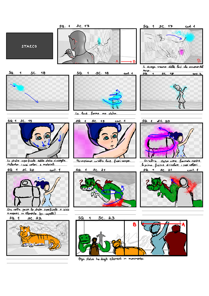 Third page of the original storyboard for Artifex