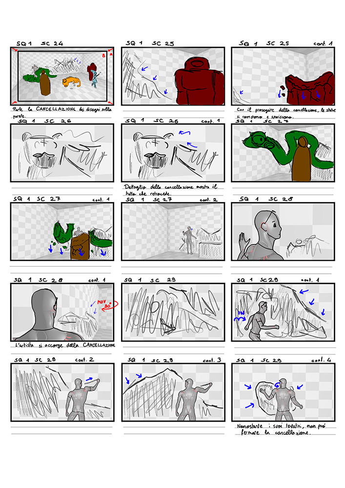 Fourth page of the original storyboard for Artifex